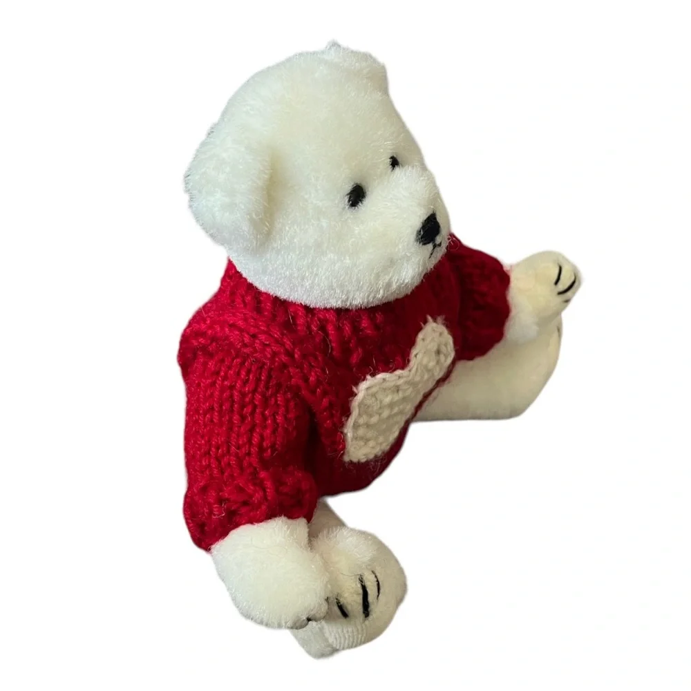 Ty Jointed Bear Plush Toy Vintage 1993 White 8” red heart sweater